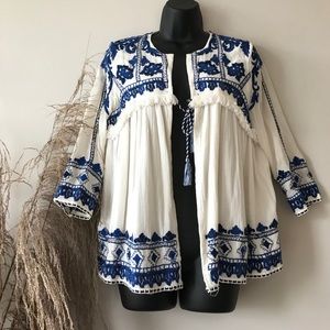 Zara Trafaluc Embroidered Swing Jacket